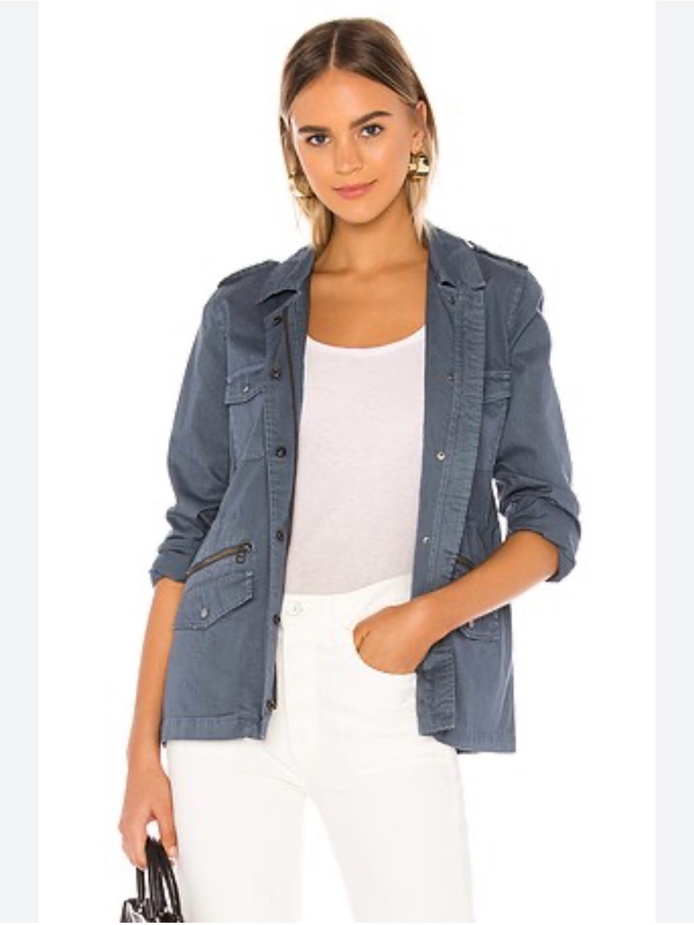 Lily Aldridge for Velvet "Ruby" Utility Military Army Jacket - Dark Grey - SM